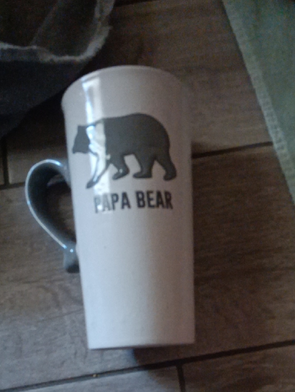 Papa Bear Ivory Ceramic Mug with Gray Bear Graphic